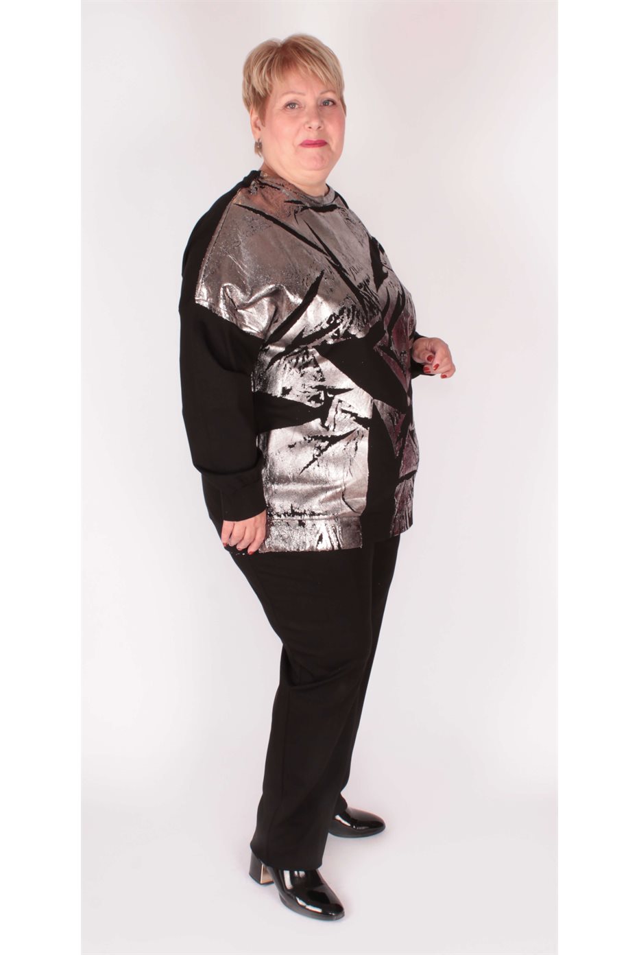 Black / Silver Mat Fashion Top 